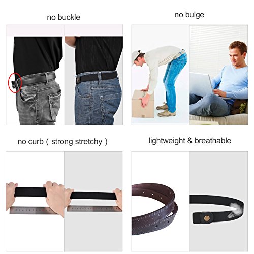 No Buckle Invisible Elastic Belt for Men/Women Black, Fits waist
