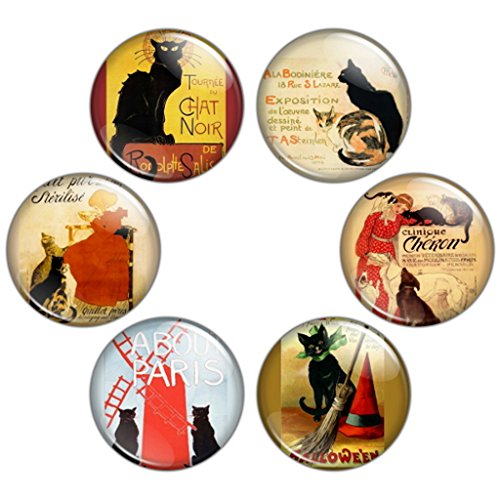 Button Bistro Women's Vintage Cat Ad Poster 1.25 inch Pinback Button Set Badges
