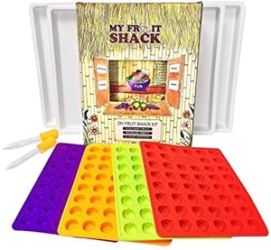 Image of My Fruit Shack DIY Fruit Snacks Kit - 4 BPA-Free LFGB/FDA Grade Silicone Molds (Makes 184 Gummies Total), 4 Plastic Trays, 2 Droppers and 1 Basic Recipe Page
