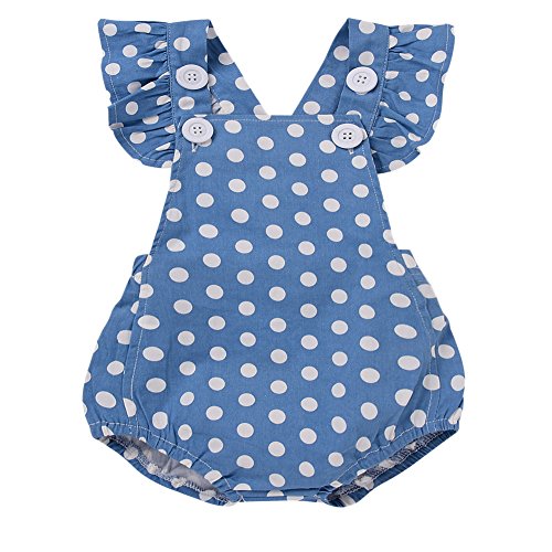 Baby Girl Clothes Polka Dot Ruffle Sleeve Button Romper Jumpsuit Outfit