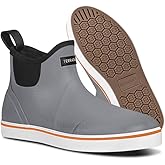 TerraTrax Men's Waterproof Deck Boots, Short Ankle Rain Boots for Fishing, Farming & Mud - Anti-Slip Neoprene Slip On Shoes for Garden, Slush & Boat Deck