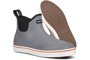 TerraTrax Men's Waterproof Deck Boots - Slip On Short Ankle Rubber Shoes | Anti-Slip Neoprene Booties for Fishing, Gardening 
