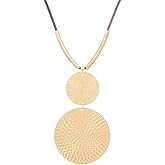 NewZenro Boho Big Round Disc Long Pendant Necklace for Women Dainty Vintage Disc Circle Coin Y Necklace Cord Chain Fashion Jewelry Gift