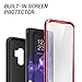 YOUMAKER Galaxy S9+ Plus Case, Metallic Red with Built-in Screen Protector Heavy Duty Protection Shockproof Slim Fit Full Body Case Cover for Samsung Galaxy S9 Plus 6.2 inch - Red/Black
