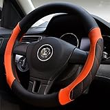 Moyishi Top Leather Steering Wheel Cover Universal Fit Soft Breathable Steering Wheel Wrap (Orange1)