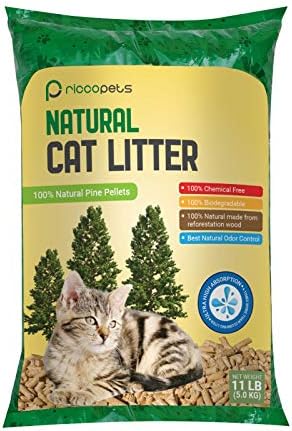 Ricco Pets Cat Litter High Performance Ultra Absorption 4X More Than Others Biodegradable Eco-Friendly Pine Wood Pellets Made from 100% Reforestation Trees (11 lb)