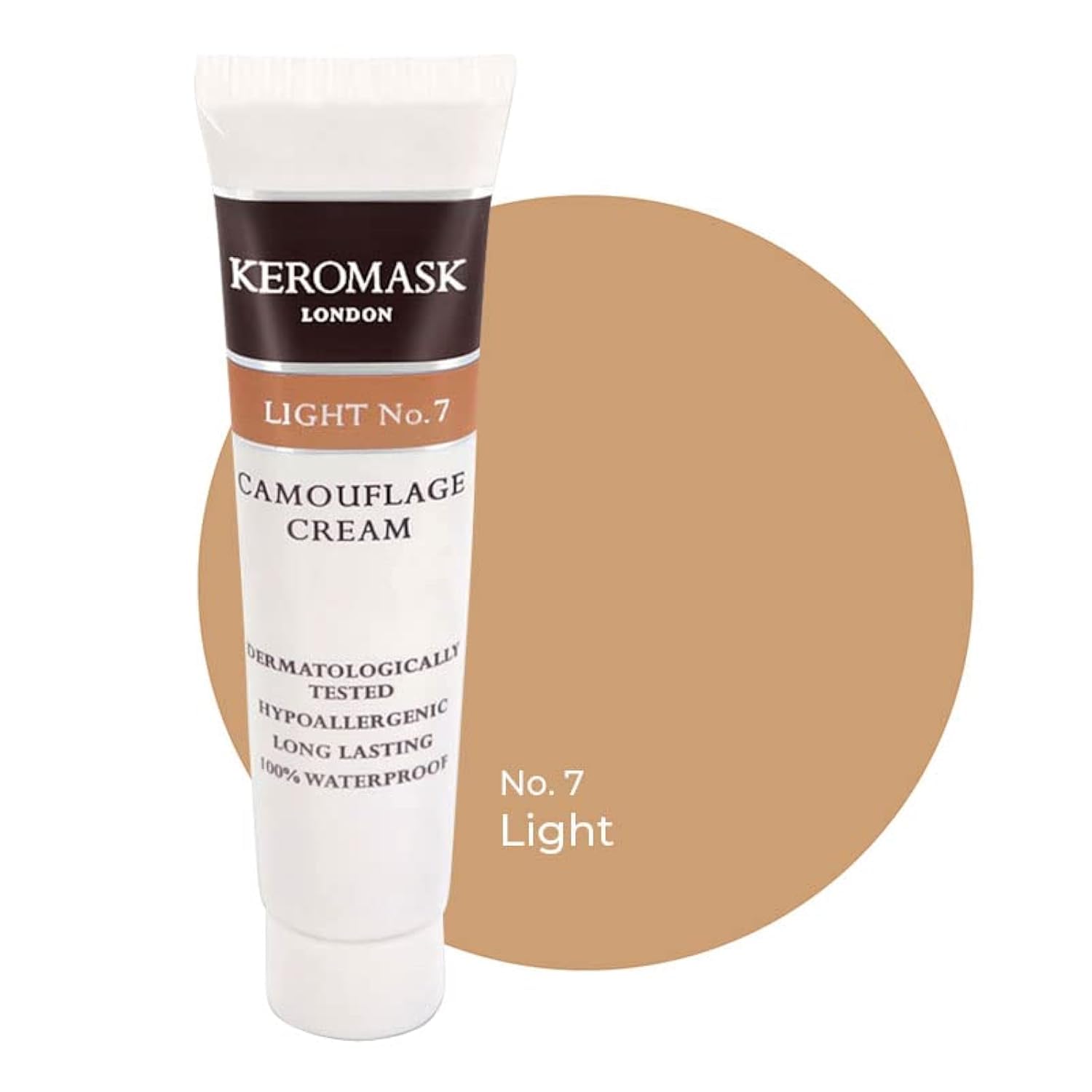 Keromask Full Coverage Hypoallergenic Concealer Shade LIGHT No 7 to Camouflage Vitiligo, Tattoos, Redness and Rosacea, Waterproof and Suitable for All Skin Types 1 x 15ml — image 1