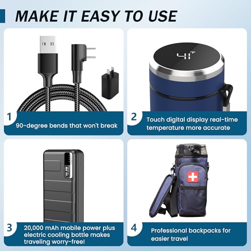 INSUCOOLER - Funda de Viaje con Enfriador de Insulina, Aprobada por TSA, Refrigeración 48H para 3-7 Bolígrafos, Enfriador de Medicamentos para Viajes, Pantalla Digital de Temperatura