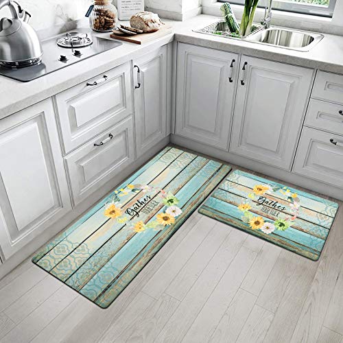 SHACOS Anti Fatigue Kitchen Rugs Mats Set of 2 Comfort Standing Mat Non Slip Cushioned Comfort Floor Mat Wipe Clean… - Image 2