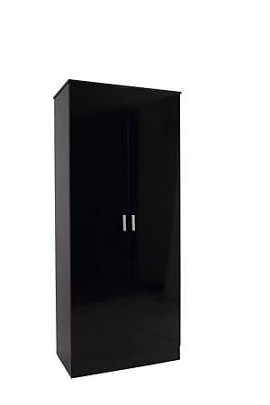 Right Deals Uk Set 2x 2 Door Double Wardrobe In Black High Gloss