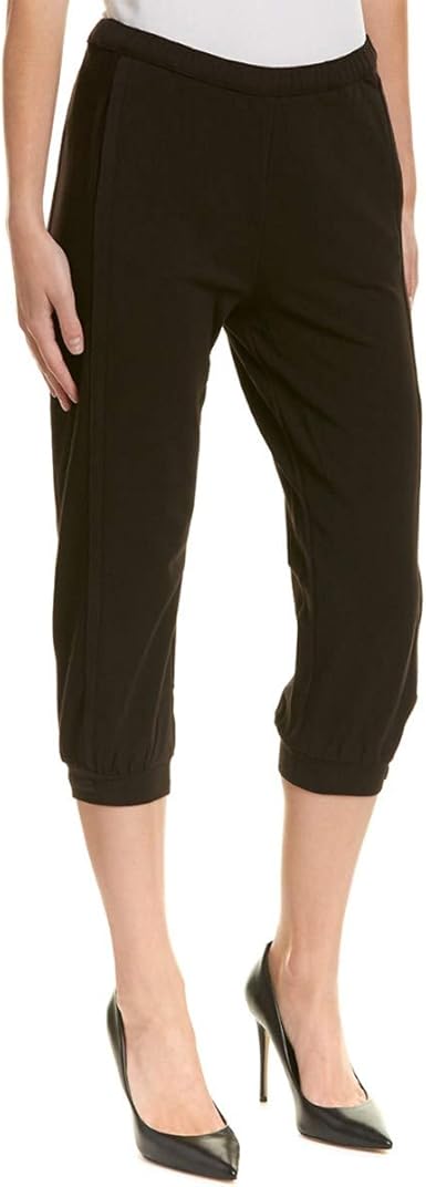 Joan Vass Stretch French Terry Crop Pants, Black, 10-12 (2) at Amazon Womenâs Clothing store