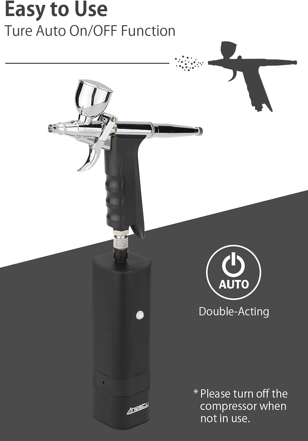Anesty AHPPro High Pressure Cordless Airbrush Kit, Portable Airbrush Compressor,Connect Air Hose Compressor for Makeup,Cake Decoration,Barber, Painting Model,Painting Nail: Arts, Crafts & Sewing