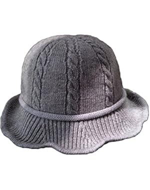 Winter Knitted Wool Cap Women Bucket Hat Fold Bow Fisherman Hat