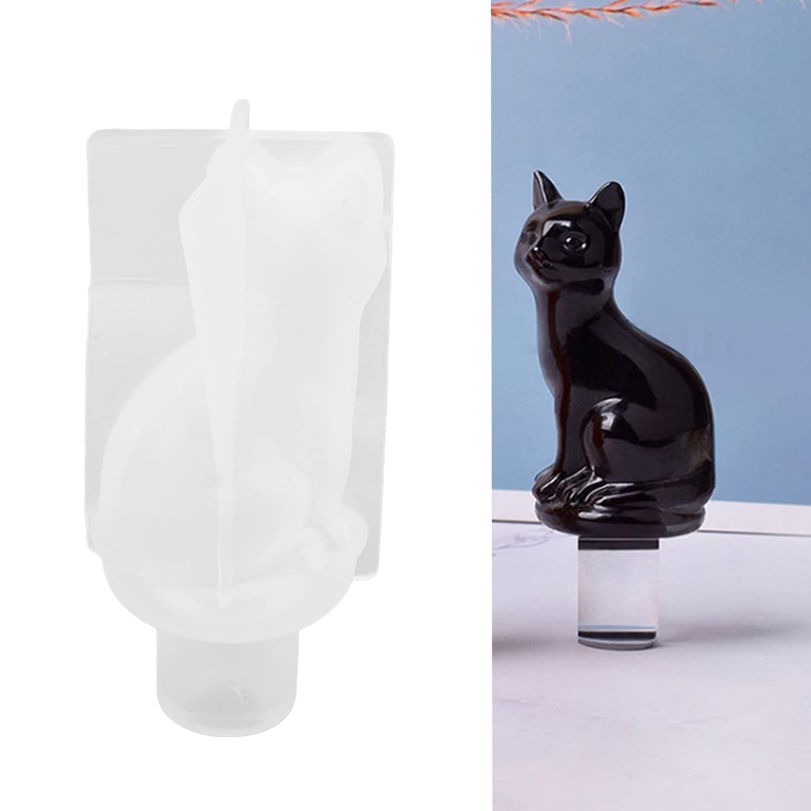 Hztyyier 1Pc Bottle Stopper Resin Mold DIY Cat Shape Silicone Wine Stopper Casting Mold Reusable Decorative Easy Demolding Wine Bottle Stopper Resin Mold