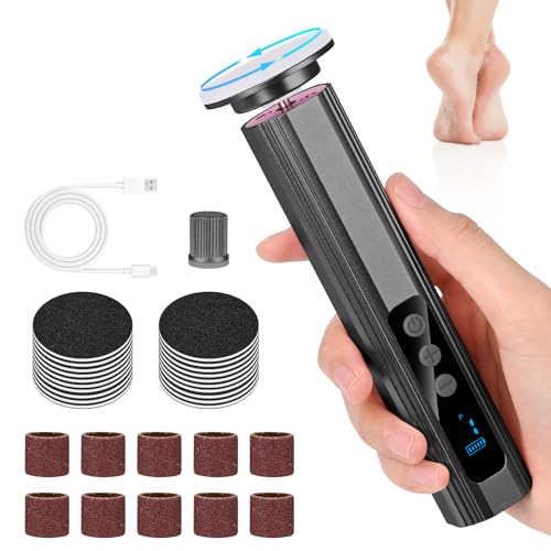 Lima Electrica pies Durezas, Electrica Aparato de Pedicura Eliminar de Callos, Profesional Lima Eléctrica Recargable para Pies con Pantalla LCD y 9 Niveles, para Secos y Agrietados Talone (Gris)