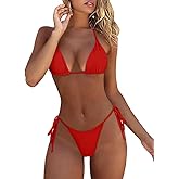 ATENGNES Women's 2 Piece Swimsuit Halter String Bikini Adjustable Bathing Suit