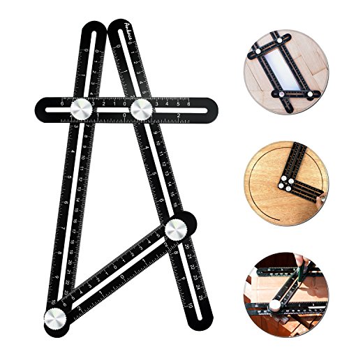 Wondruz Multi Angle Measuring Ruler, Premium Aluminum Alloy Ultimate 836 Template Tool/Layout Tool Measurement for Handymen, Builders, Craftsmen, DIY-ers (Black)