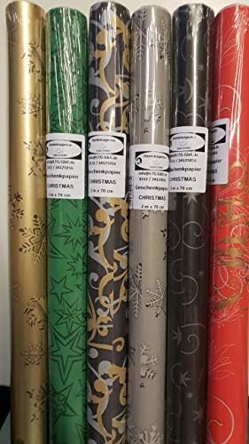 10 Rollen Luxus Weihnachtspapier hochwertiges Geschenkpapier je 2 m x 70 cm Gold,Silber,Schwarz wie abgebildet