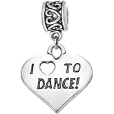 Dangle I Love To Dance Heart Charm