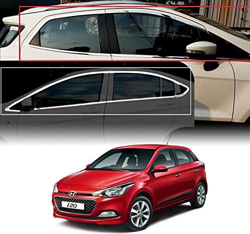 Auto Pearl - Premium Quality Car Window Frame Stainless Steel Chrome Garnish Trim Exterior For - Hyundai I20 Elite
