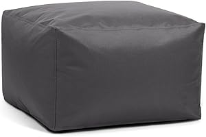 SXBCyan Waterproof Square Pouf Ottoman Cover Footstool Without Filler Outdoor Beach Garden Beanbag Pouf Puff Salon Floor Seat Futon Stool Bench (Color : Gray, Size : L-45x45x30cm-cover)