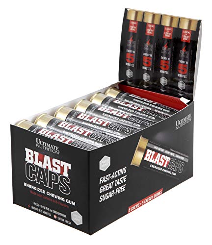 Ultimate Nutrition Blast Caps | Energy Gum, Pre-Workout | Fast Acting, 100mg Caffeine per Chew | Zero Calories, Zero Sugar, Zero Fats | Fortified with B Vitamins | Mint Flavor - 18 Shells (90 Pieces) - Thumbnail 5