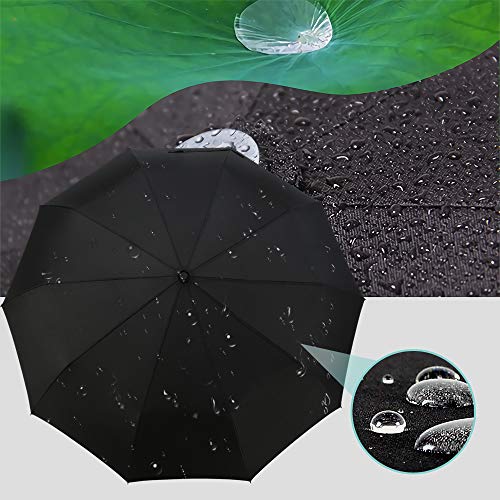 Wsky Auto Windproof Umbrella - Best 10-Rib Travel Folding Umbrella Compact for Men Women - Perfect for Travel, Rain, Storms, Hail or Harsh Outdoors