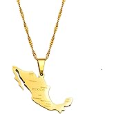 925 Sterling Silver Mexico Necklace, 14K Yellow Gold Mexico Map With Cities Pendant Necklace for Women For men, Thin Chain Mexican Maps Flag Jewelry Necklaces For Men Bracelet