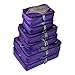 Rusoji Premium Packing Cube Travel Luggage Organizers - 6pc Various Size Set (Purple)