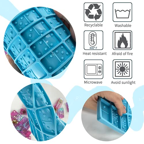 LOKiVE Blue Domino Epoxy Resin Mold,Domino Silicone Mold Silicone Domino Game Molds for DIY Silicone Molds for Personlized Dominoes,Painting Brushes & 20 Latex Finger Cots