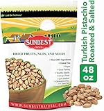 SUNBEST TURKISH PISTACHIOS ANTEP ROASTED AND SALTED IN RESEALABLE BAG (3 Lb)