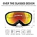 JK MOTION Ski Goggles Men Youth Boys Women and Girls Anti Fog Snowboard Goggles UV400 ATV Snow Skiing Ski Glasses OTG Over-The-Glasses Interchangeable Lens Flexible Soft TPU Frame Helmet Compatible