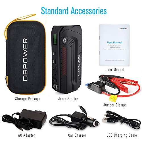 DBPOWER 800A Peak 18000mAh Portable Car Jump Starter, Emergency Battery
