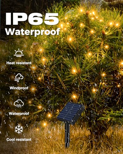 bitjam Pack of 2 Outdoor Solar String Lights, 5+2M 50 LED 8 Mode IP65 Waterproof Solar String Lights Outdoor with Memorization for Fence, Garden, Balcony, Decoration, Warm White