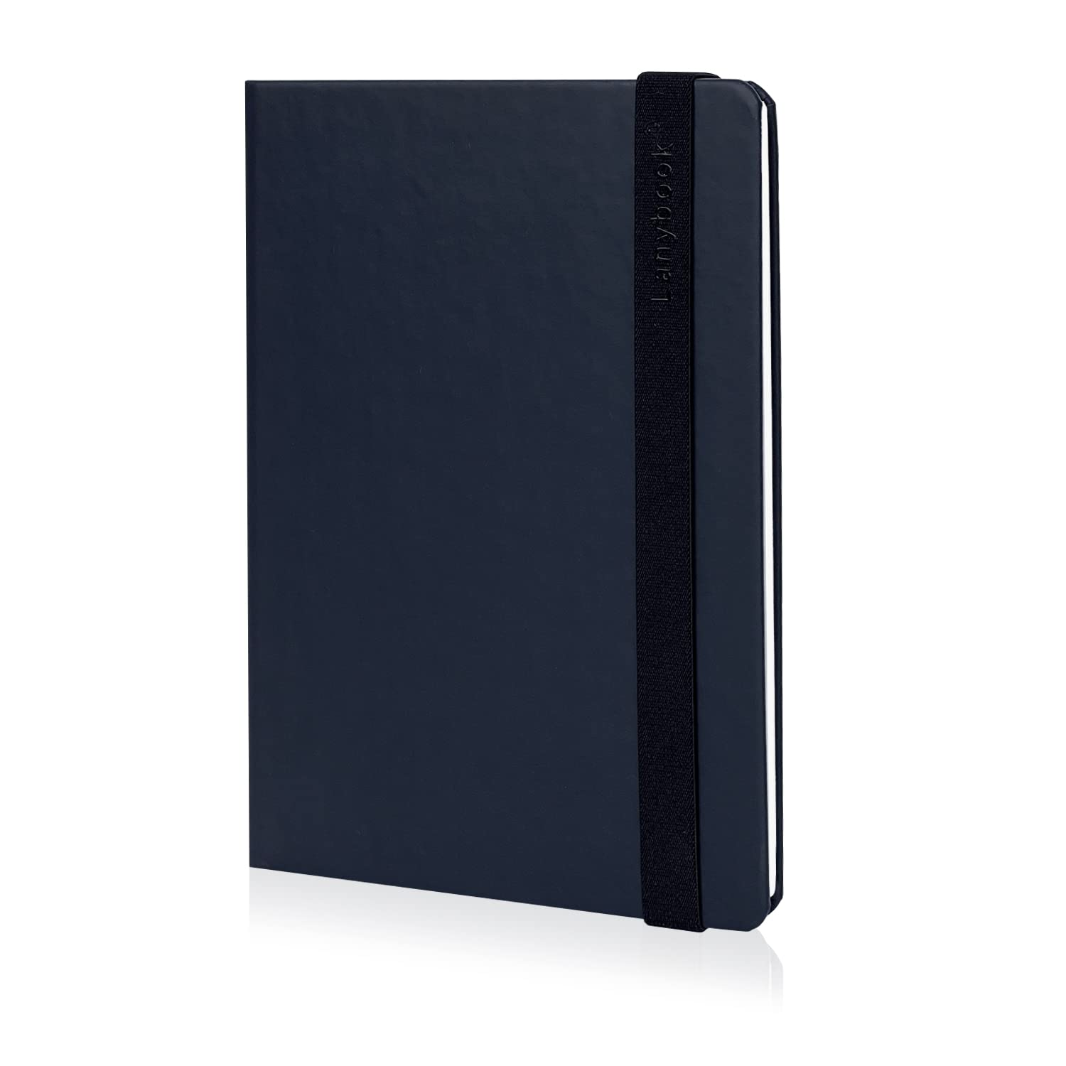 Lanybook | A5 leather notebook | in blue | chequered notebook made of apple leather | with practical closure band | 192 pages