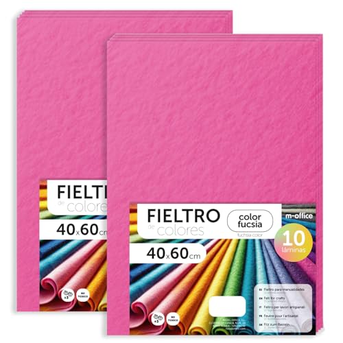 m-office Felt for Crafts, Coloured Felt, Soft and Flexible, Sewing Material, Patchwork Fabrics, Ideal for DIY Projects, Crafts or Decoration, 40 x 60 cm (Fuchsia, 20 Pcs)