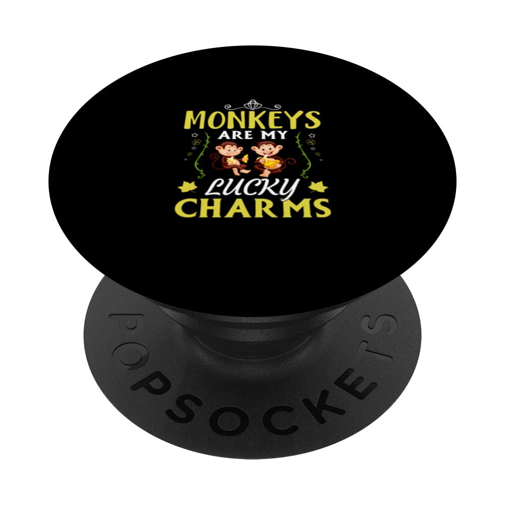 Cute monkeys eat bananas monkeys are my lucky charms PopSockets Swappable PopGrip