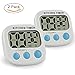 IEKA Digital Kitchen Timer,Minute Second Count Up Countdown,Digital Loud Alarm Timer with Large LCD Display and Premium Magnetic Backing(2 Pack,White)