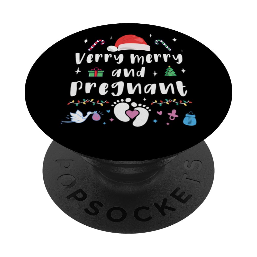 Christmas Pregnancy Mom to be Xmas baby is born at Christmas PopSockets Swappable PopGrip