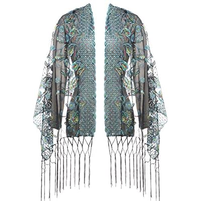 BABEYOND 1920s Shawl Wraps Sequin Fringed Evening Cape Wedding Bridal Shawl Scarf BABEYOND 1920s Shawl Wraps Sequin Fringed Evening Cape Wedding Bridal Shawl Scarf