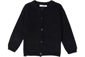 Csbks Toddler Cotton Cardigan Long Sleeve Kid Button Sweater Girl and Boy Crew Neck Cardigans Uniform Sweater
