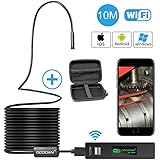 Wireless inspection camera, GOODAN Updated 1200P HD Wifi Endoscope borescope With 2.0 Megapixels 1200P HD Snake Camera For Iphone Android Smartphone, Table, Ipad, PC - (33.5FT) - Include carrying case
