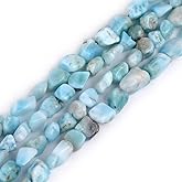 GEM-Inside Larimar Chips Gemstone Loose Beads Natural Energy Power Beads for Jewelry Making 7-8mm Freeform 15"