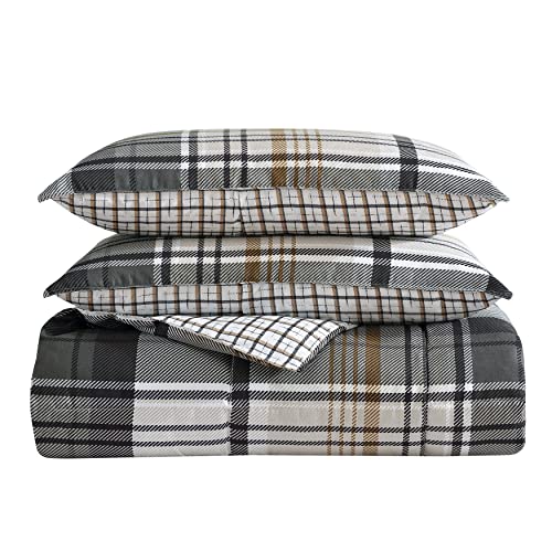 Eddie Bauer Queen Comforter Set, Plaid Reversible Bedding, Stylish