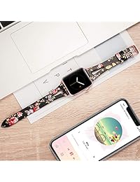 Wearlizer - Correa de piel compatible con Apple Watch de 1.496 in, 1.575 in, 1.654 in, 1.732 in, iWatch para hombre y mujer