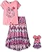 Dollie & Me Girls' Short Sleeve Knit Top with Owl Screen Print and Chevron Printed Chiffon Hi-Low Skirt