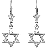 Jewish Star of David Dangle Earrings 925 Sterling Silver