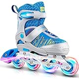 PAPAISON Fly Knitting Upper Adjustable Illuminating Inline Skates for Boys and Girls with Full Light up Wheels, Beginner Blades Rollerblades for Kids Ladies Youth