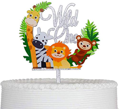 Wild One Cartoon Animals Cake Topper Reusable Acrylic For First Birthday Party Decoration Supplies Silver Glittery Toys Hobbies Cake Toppers Vlacademy Org