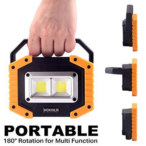 LED Work Light, HOKOILN 2 COB 30W 1500LM Rechargeable Work Light, LED Portable Waterproof LED Flood Lights for Outdoor Camping Hiking Emergency Car Repairing and Job Site Lighting (2 Pack)
